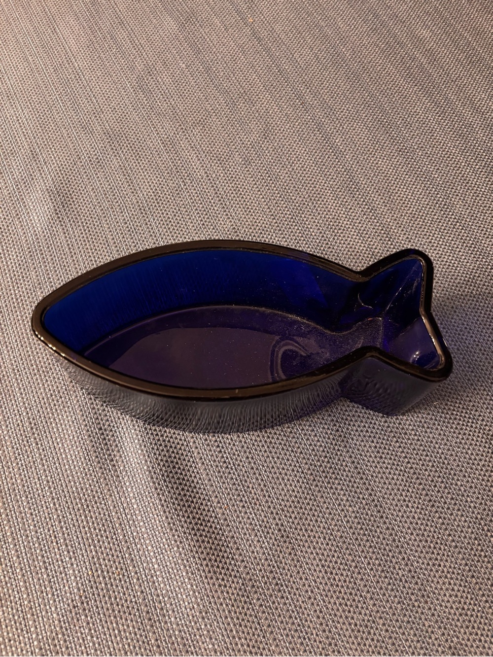 Source Unknown Deep Cobalt Blue Glass Fish Dish